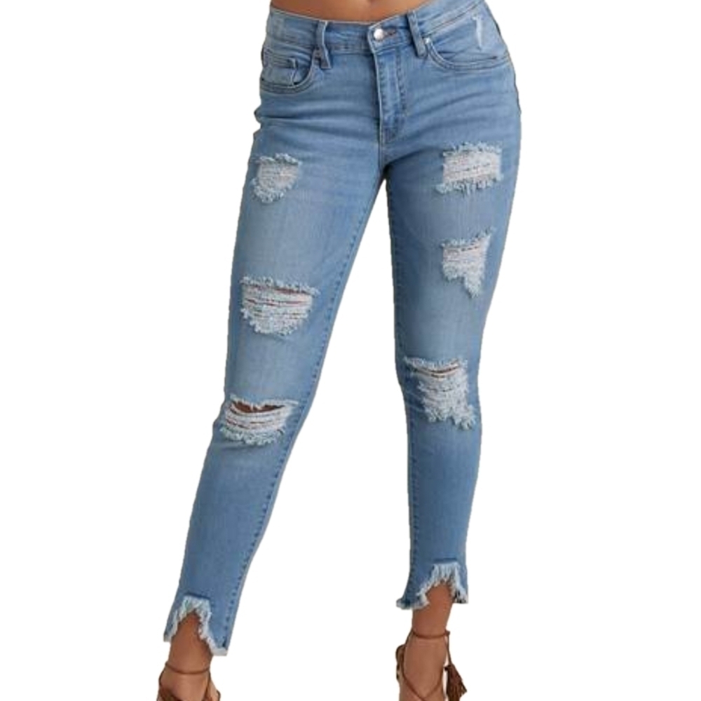 Venus Triangle Hem distressed ankle jeans, size 8 - Picture 2 of 7